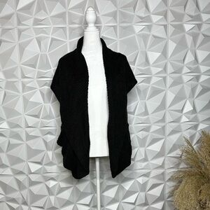 LUMIANI Vintage Gray Knit Crop Sleeveless Shawl Cardigan Size Small